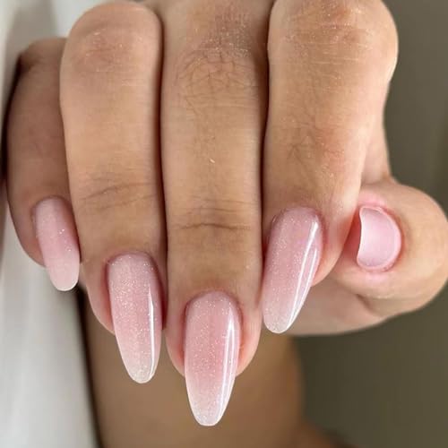 SINLOV Künstliche Fingernägel, lang, Mandel, Rosa, Nude, französische Nägel, zum Drücken auf Nägel, glänzend, volle Abdeckung, für Frauen und Mädchen von SINLOV