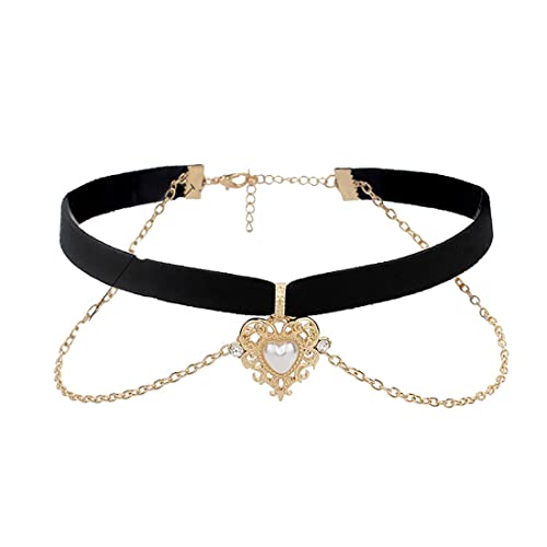 SINLOV Velvet Choker Halsketten Schwarz Retro Gothic Anhänger Halsketten mit niedlichem Herz Verstellbare Schlüsselbeinkette Halsschmuck für Frauen und Mädchen Geschenk von SINLOV