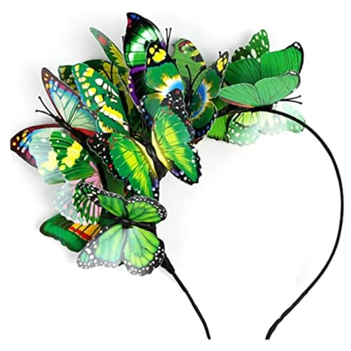 SINLOV Weihnachten Schmetterling Stirnband Schmetterling Fascinator Hut Haarband Party Halloween Kopfschmuck Haarschmuck für Mädchen Frauen (Grün) von SINLOV