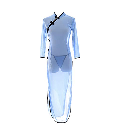 Damen Unterwäsche Cheongsam Uniform Mesh Cheongsam Student Cosplay Set - Blau - Einheitsgröße Damen Unterwäsche Cheongsam Uniform Mesh Cheongsam Student Cosplay Set - Blau - Einheitsgröße von SINMIUANIME