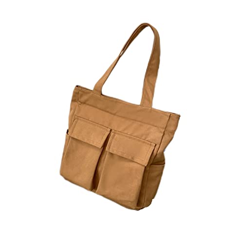 SINMIUANIME Segeltuch-Kuriertasche, große Umhängetasche, Handtasche, einfarbig, mit mehreren Taschen, Segeltuch, Schultertasche für Damen und Herren, 521 Braun, Modisch und praktisch von SINMIUANIME