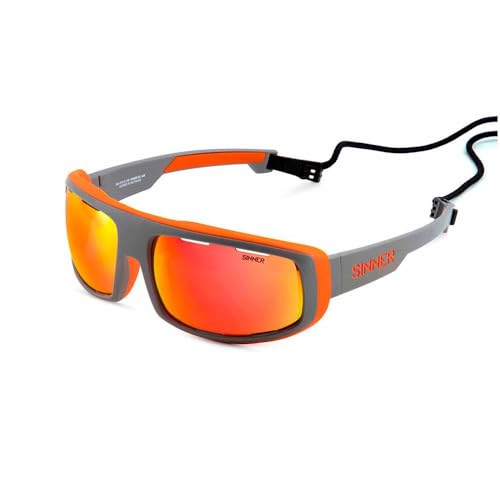 SINNER Unisex Apollo (Box) -Matte Grey/Orange-Sintrast Court Sonnenbrille, Mehrfarbig (Mehrfarbig) von SINNER