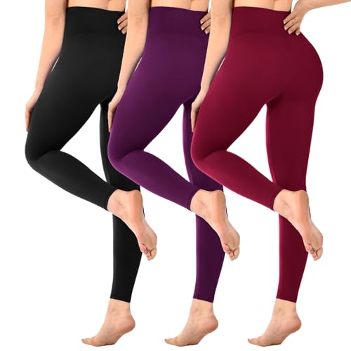 SINOPHANT 3er Pack Leggings Damen High Waist, Blickdicht Schwarze Leggings für Gym Yoga Sport, Schwarz/Zwetschgenpurpur/Weinrot, S-M SINOPHANT 3er Pack Leggings Damen High Waist, Blickdicht Schwarze Leggings für Gym Yoga Sport, Schwarz/Zwetschgenpurpur/Weinrot, S-M von SINOPHANT