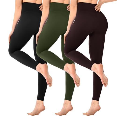 SINOPHANT 3er Pack Leggings Damen High Waist, Blickdicht Schwarze Leggings für Gym Yoga Sport L-XL von SINOPHANT