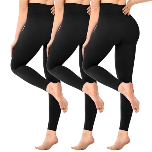 SINOPHANT 3er Pack Leggings Damen High Waist, Blickdicht Schwarze Leggings für Gym Yoga Sport XXL von SINOPHANT