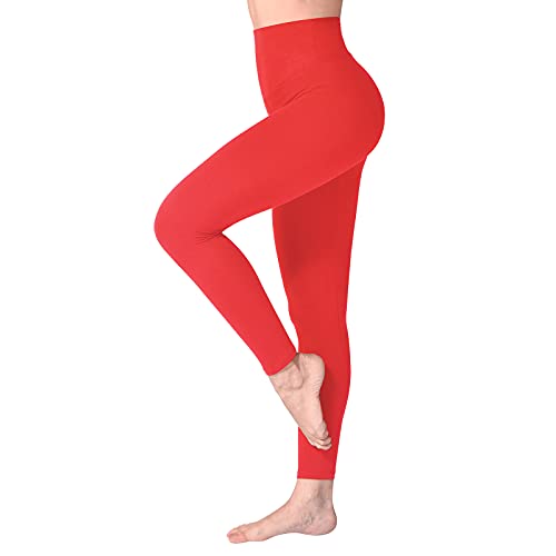 SINOPHANT Hochtaillierte Leggings für Damen - Angenehm Weiche Elastische, Dehnbare Sport- und Yogahosen , 1er Pack Rot, XL-3XL (Herstellergröße: PLUS SIZE) von SINOPHANT