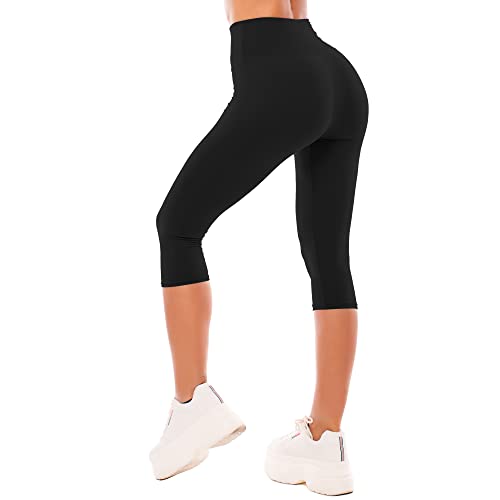 SINOPHANT Leggings Damen 3/4 High Waist Elastische Blickdicht Große Größen Leggins (#1er Pack Schwarz, S-M) von SINOPHANT