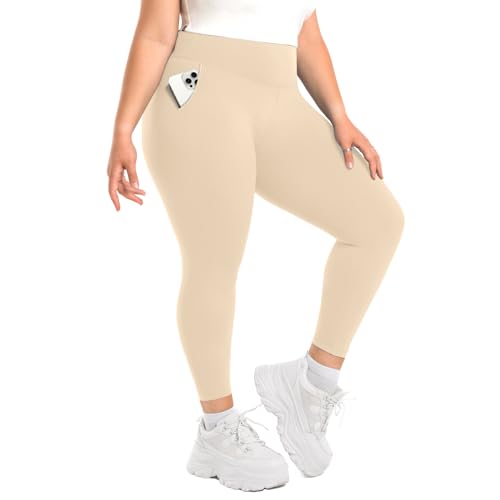 SINOPHANT Leggings Damen High Waist, Blickdicht Schwarze Leggings Große Größen mit Taschen Damen 4XL von SINOPHANT