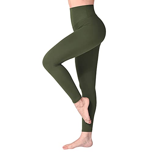 SINOPHANT Leggings Damen High Waist - Blickdicht Leggins mit Bauchkontrolle für Sport Yoga Gym(1 Armee grün,S-M) von SINOPHANT