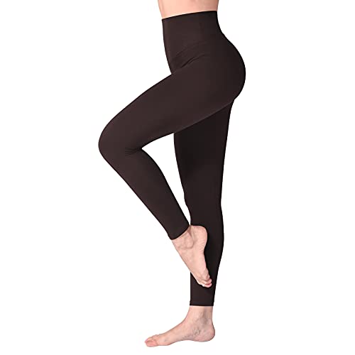 SINOPHANT Leggings Damen High Waist - Blickdicht Leggins mit Bauchkontrolle für Sport Yoga Gym(1 Braun,S-M) von SINOPHANT