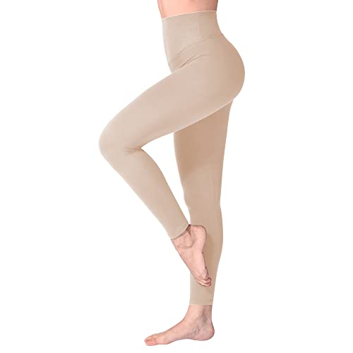 SINOPHANT Leggings Damen High Waist - Blickdicht Leggins mit Bauchkontrolle für Sport Yoga Gym(1 Khaki,L-XL) von SINOPHANT