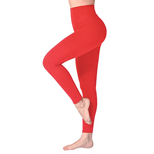 SINOPHANT Leggings Damen High Waist - Blickdicht Leggins mit Bauchkontrolle für Sport Yoga Gym(1 rot,S-M) von SINOPHANT