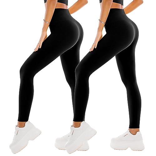 SINOPHANT Leggings Damen High Waist - Blickdicht Leggins mit Bauchkontrolle für Sport Yoga Gym(2 Schwarz/Schwarz,L-XL) von SINOPHANT