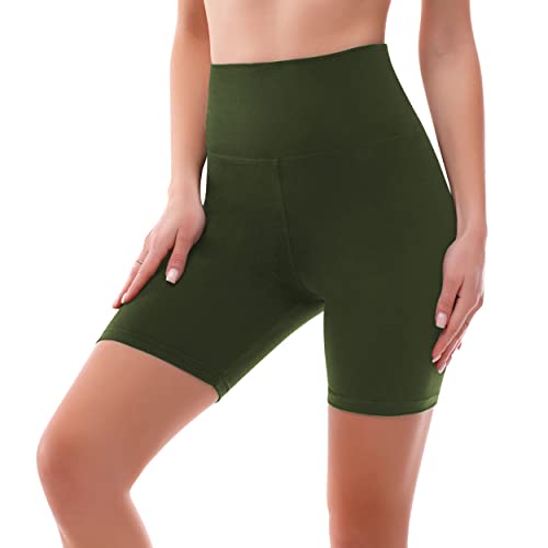 SINOPHANT Radlerhose Damen Kurz High Waist Shorts Leggings für Sommer Fitness Sport Yoga(L-XL,1 Armee grün) von SINOPHANT