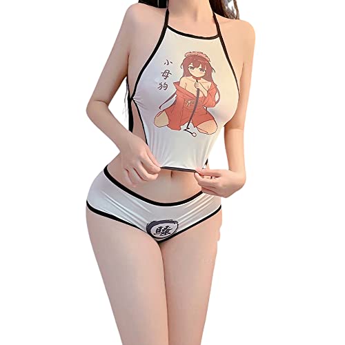 SINROYEE Damen Sexy Cosplay Dessous Japanischer Anime Bikini Lolita Kawaii BH und Panty Set für Frauen, Schwarz+Weiß # 2, Einheitsgröße von SINROYEE