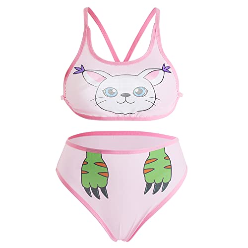 SINROYEE Damen Sexy Cosplay Dessous Japanischer Anime Bikini Lolita Kawaii BH und Panty Set für Frauen (Pink) von SINROYEE