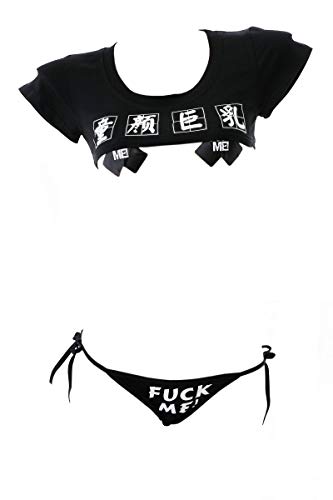 SINROYEE Japanische Dessous Sexy Crop Top Freche Unterwäsche Anime Cosplay Set, Schwarz, Large von SINROYEE