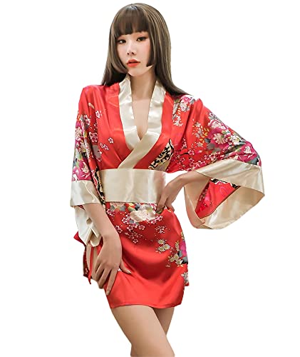 Traditioneller japanischer Kimono-Stil für Damen, Yukata-Kostüm, Pyjama, sexy Cosplay - Rot - Groß von SINROYEE