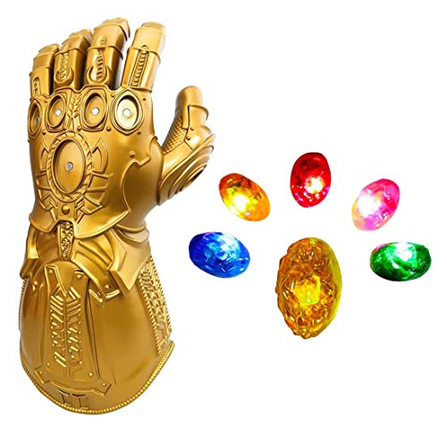 Infinity Gauntlet Thanos Gauntlet Thanos-Handschuh für Kinder und Erwachsene, beleuchteter PVC-Thanos-Handschuh, bewegliche Finger mit abnehmbarem Magnet, Unendlichkeitssteine, von SINSEN