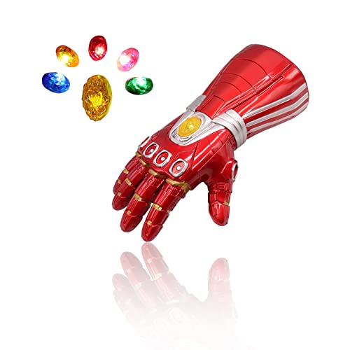 SINSEN LED-Leucht-Handschuhe mit Unendlichkeitssymbol und abnehmbaren Magneten, Unendlichkeitssteinen, Batterien, rot, Kids Size von SINSEN