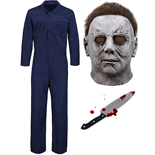 Michael Myers KostüM Maske füR Erwachsene MäNner Mikel Myers Overall Gruselige Killer Outfits Halloween Cosplay Kostüm von SINSEN