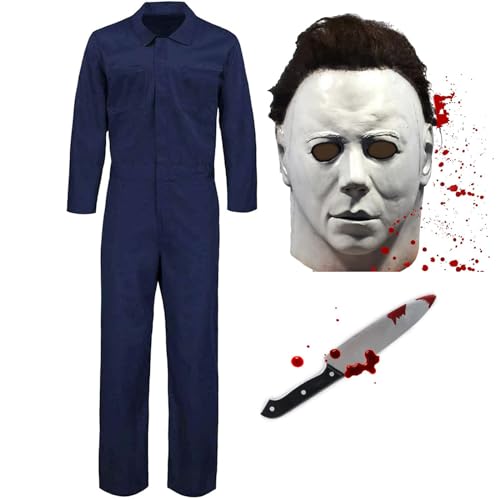 Michael Myers KostüM Maske füR Erwachsene MäNner Mikel Myers Overall Gruselige Killer Outfits Halloween Cosplay Kostüm von SINSEN