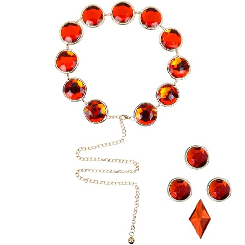 SINSEN Rabengürtel, Teen Titans, Kostüm, Requisiten, rote Edelsteine, Stein, Taillenkette, verstellbar, Anime-Schmuck, Strass, Gürtel, Cosplay, Zubehör für Damen, Halloween-Party, rot, 42 von SINSEN