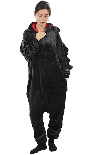 Drachen Kostüm Onesie Pyjama für Erwachsene Tierischer Flanell Kapuzen Zipper Overall Halloween Weihnachten Cosplay Kostüm für Männer Frauen von SINSEN