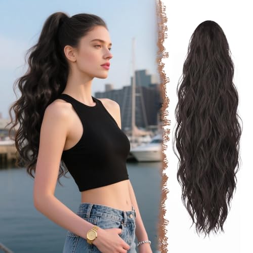 SINZONeu® Gewelltes Pferdeschwanz Haarteil mit Klammer - Natürlich aussehende 63cm Clip-in Haarverlängerung für Frauen von SINZONeu