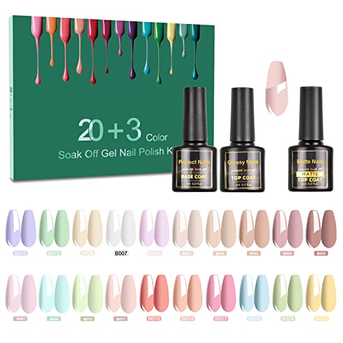 SINZONeu UV Nagellack Set, 23 Stück Farbgel für Gelnägel Soak Off UV Gel mit Base & Top Coat & Matte Coat, Shellac Nagellack Gel Nail Polish für Nageldesign von SINZONeu