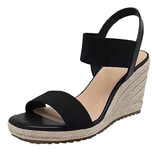 SIOPEW Damen Keilabsatz Sandalen Peep Toe Fischmaul Hausschuhe Wedge BüRo Arbeit Sandaletten Freizeit Urlaub Rutschfest Sandalen Keile Schuhe Mit Hohen AbsäTzen Schuhe von SIOPEW