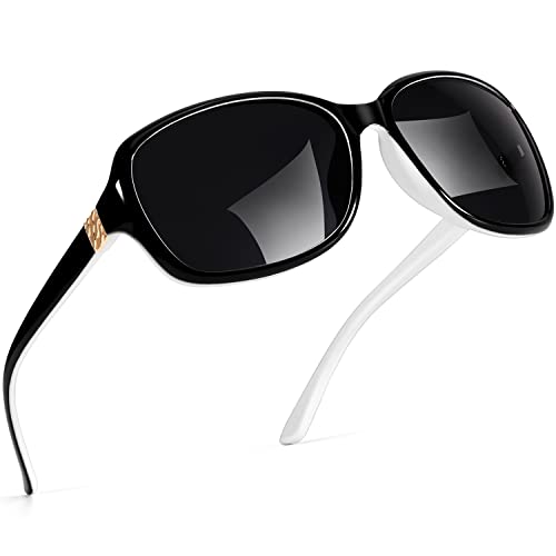 SIPHEW Große Sonnenbrille Damen Polarisiert Vintage, Retro Design Brille mit Groß Polarisierend Verspiegelt Gläser UV400 Schutz von SIPHEW