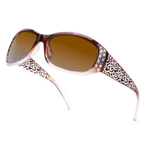 SIPHEW Sonnenbrille Damen Polarisiert Modischer Damen Sonnenbrille mit UV400 Schutz Umwickeln für Frauen von SIPHEW