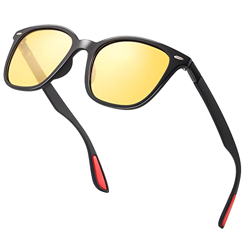 SIPHEW Nachtfahrbrille für Herren/Damen, Polarisierte Nachtsichtbrille für Autofahren - Blend Reduzierende Gelbe Linse Nacht Brille von SIPHEW
