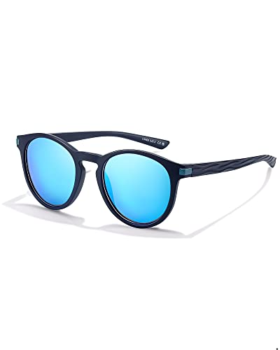 SIPHEW Herren Sonnenbrille Polarisiert Retro Rund Gläser Brille mit 400 UV Schutz Sunglasses for Sport Freizeit von SIPHEW