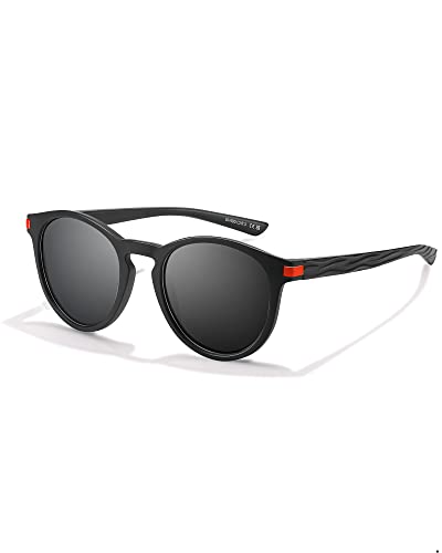 SIPHEW Herren-Sonnenbrille: Polarisierte Brille mit leichtem TR90-Rahmen, kleinen Rundgläser, Anti-Glare-Effekt und UV400 Schutz - ideal für Sport und Freizeitaktivitäten von SIPHEW