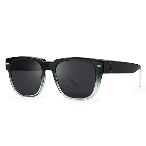 SIPHEW Polarisierte Überzieh-Sonnenbrille mit UV400 Schutz, für Herren Damen, Überbrille für Brillenträger - Breite quadratische Form über normale brille von SIPHEW
