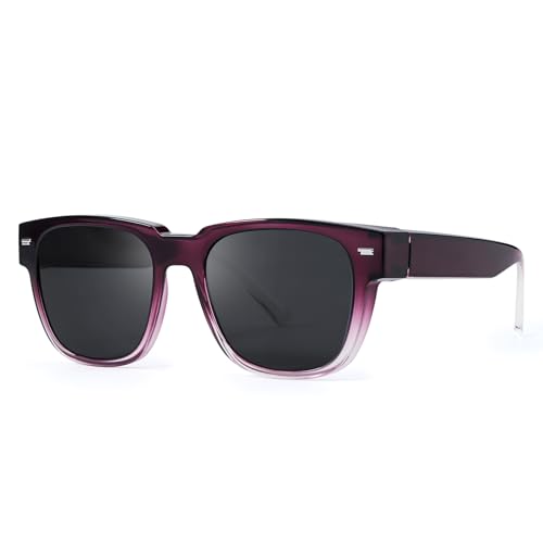SIPHEW Polarisierte Überzieh-Sonnenbrille mit UV400 Schutz, für Herren Damen, Überbrille für Brillenträger - Breite quadratische Form über normale brille von SIPHEW