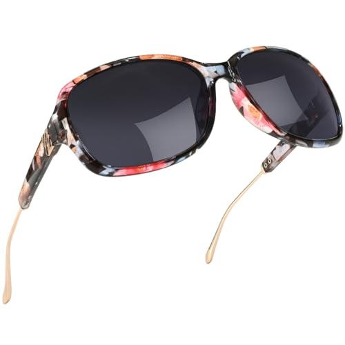 SIPHEW Stilvolle polarisierte Sonnenbrille Damen - trendigen übergroßen Damen-Sonnenbrillen mit 400 UV-Schutz Wrap-Around-Rahmen mit Klasse von SIPHEW