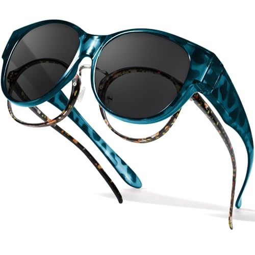 SIPHEW Überzieh Sonnenbrillen polarisiert für Damen und Herren, Groß-Überbrille für Brillenträger mit UV400 Schutz, runde Form passend über normale Brillen von SIPHEW