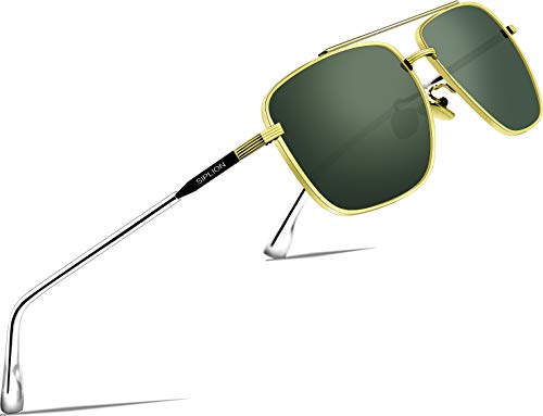 SIPLION Herren Polarisiert Sonnenbrille Pilotenbrille Fahrerbrille Verspiegelt UV400 (Grün 6055) von SIPLION