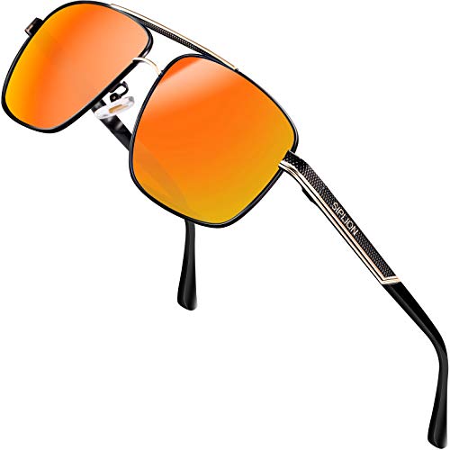 SPLION Herren Fahrerbrille Polarisierte Sonnenbrille Rechteckige Metall Rahmen Rot 1823 UV400 CAT 3 CE SPLION Herren Fahrerbrille Polarisierte Sonnenbrille Rechteckige Metall Rahmen Rot 1823 UV400 CAT 3 CE von SIPLION