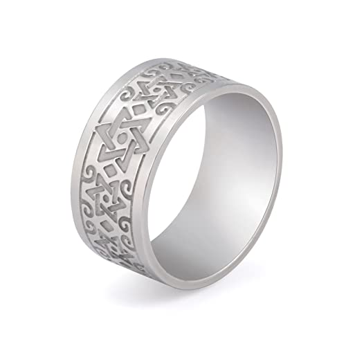 Hexagramm-Sternring für Herren, Edelstahl, Davidstern, 6-zackiger Stern, Siegel von Salomon, heidnisches Wicca-Symbol, jüdischer Schmuck, Größe 7-11, 10, Edelstein, Kein Edelstein von SIPURIS