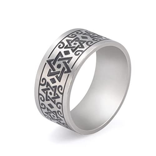 Hexagramm-Sternring für Herren, Edelstahl, Davidstern, 6-zackiger Stern, Siegel von Salomon, heidnisches Wicca-Symbol, jüdischer Schmuck, Größe 7-11, 11, Edelstahl, Kein Edelstein von SIPURIS