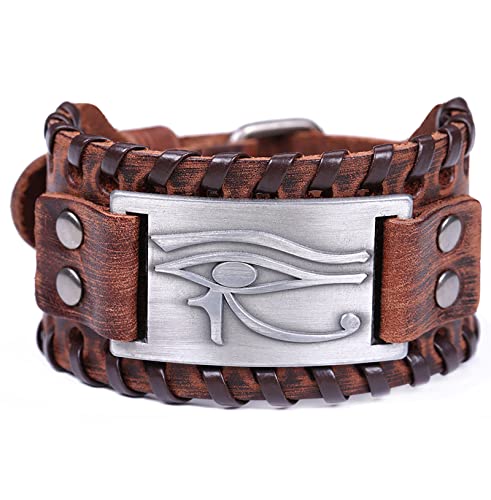 SIPURIS Ägyptisches Auge des Horus-Armband für Herren, nordischer Wikinger, Gothic, Lederarmband/Armbänder, Vintage-Talisman, heidnischer Schmuck für Frauen und Jugendliche, Ohne Edelstein von SIPURIS