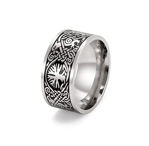 SIPURIS Baum des Lebens Ring für Männer Odins Rabe Vintage Wikinger keltischer Knoten Ringe für Männer Frauen Teenager Edelstahl Amulett Schmuck Größe 7-13, 7, Edelstahl, Kein edelstein von SIPURIS