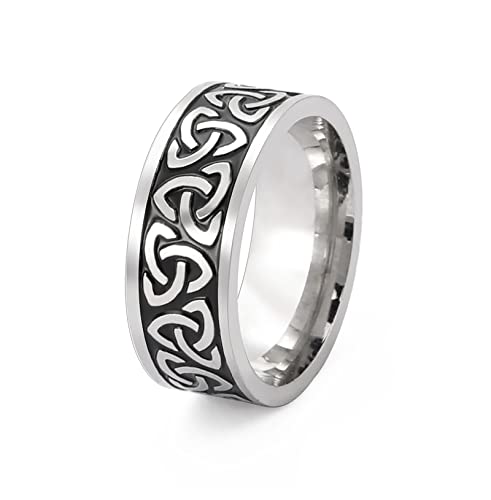 SIPURIS Keltischer Dreifaltigkeitsknoten-Ring, Hexenknoten, irischer Triquetra-Knoten, Spinner-Ring, Edelstahl, nordischer Wikinger-Ring, Schmuck für Männer, Frauen, 11, Edelstahl (Silber 1, 8) von SIPURIS