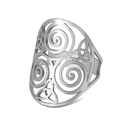 SIPURIS Celtic Triskelion Ring für Männer Frauen, Triskele Symbol Celtic Spiral Knot Ring der irischen Triskelion Edelstahl Herren Versprechen Hochzeit Ringe einstellbar Schmuck Geschenk von SIPURIS