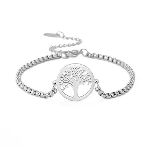 SIPURIS Edelstahl Baum des Lebens Armbänder für Männer Frauen Baum des Lebens Charm Armband Männer Frauen Schutz Amulett Schmuck Geschenke für Frauen Mädchen Teenager (Argent) von SIPURIS
