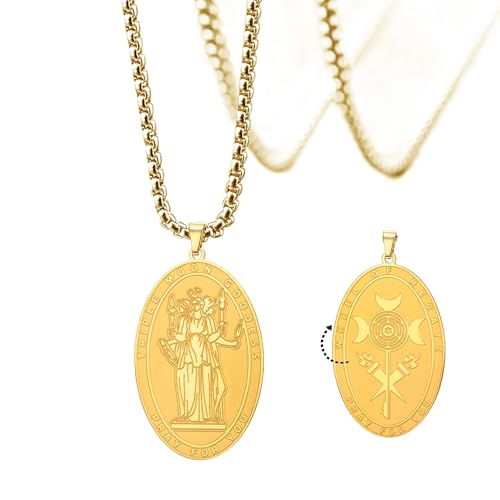 SIPURIS Hekate Rad Halskette für Frauen und Männer Dreifach Mondgöttin Anhänger Magisches Amulett Schmuckstück (Gold) von SIPURIS